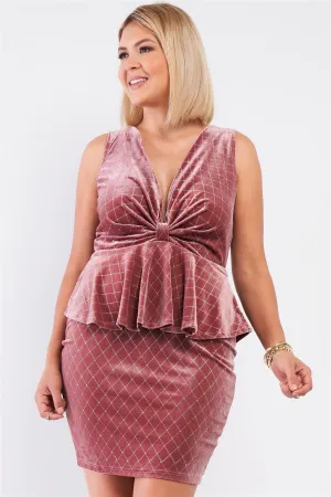 Quilted Glitter Bow Gathered V-neck Flare Hem Fitted Mini Dress