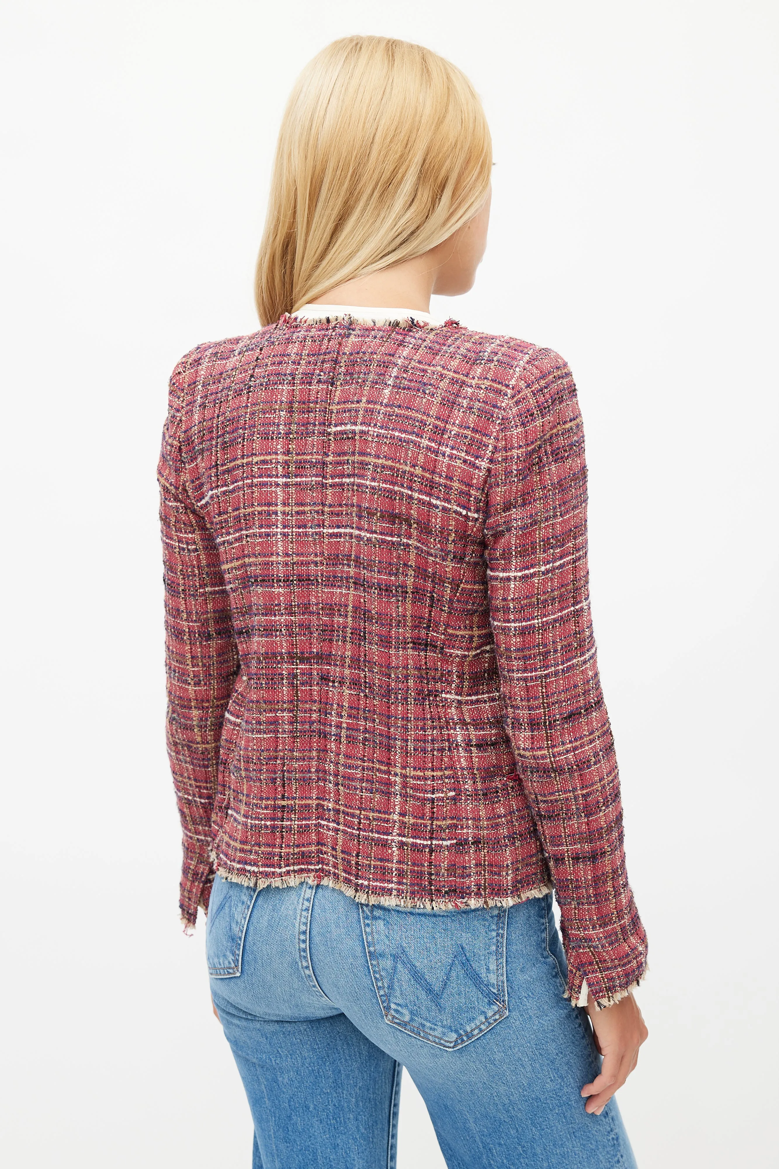 Red & Multicolour Tweed Blazer