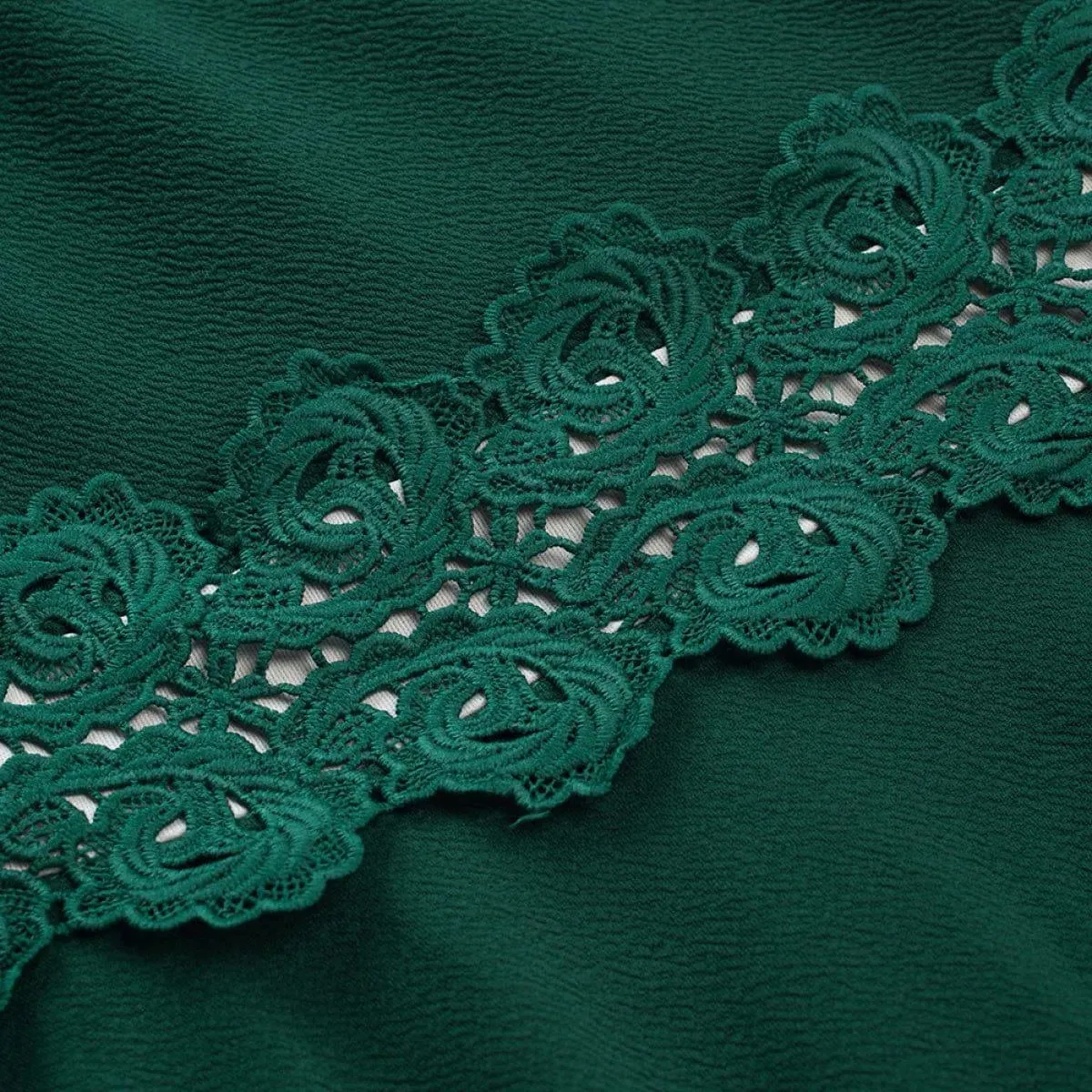 Round Neck Three-Quarter Sleeves Lace Stitching A-Line Mini Dress