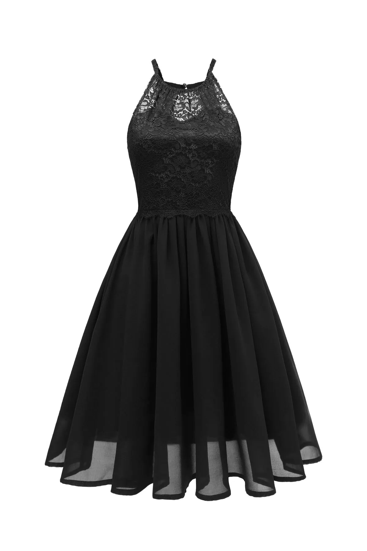 Short Spaghetti Straps Lace Prom Dress