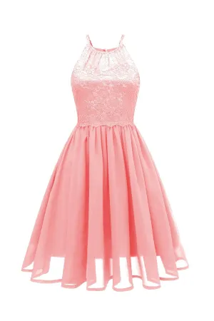 Short Spaghetti Straps Lace Prom Dress
