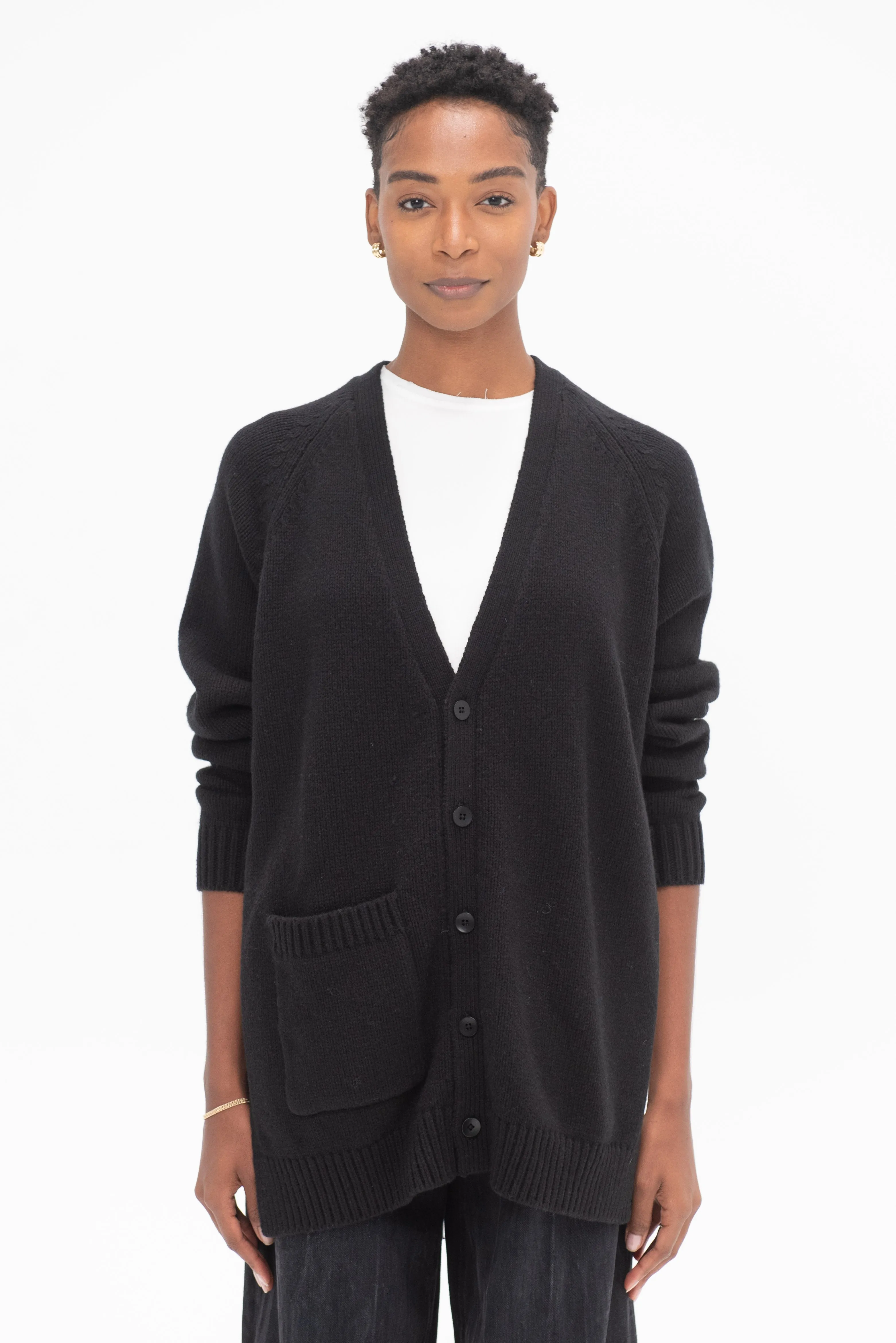 Soft Sweater Fringed Half Cardigan, Black