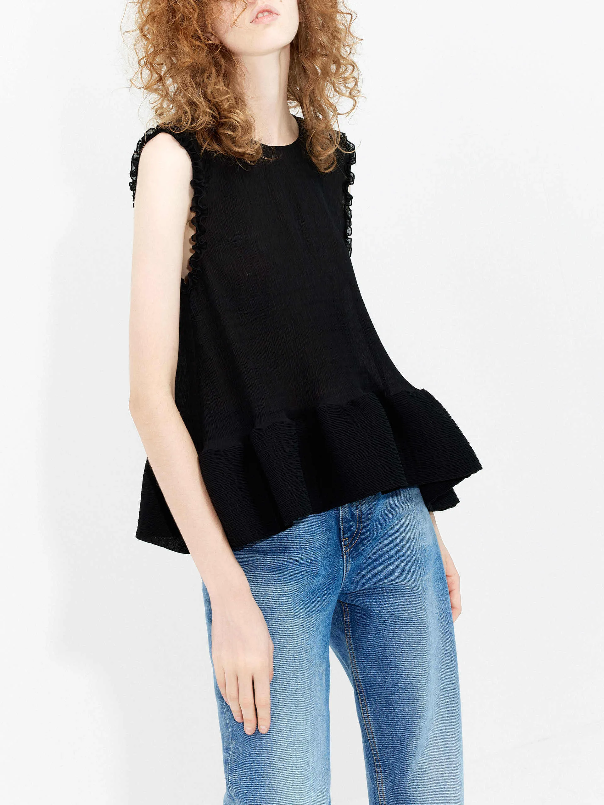 Structured Ruffle Tank Top