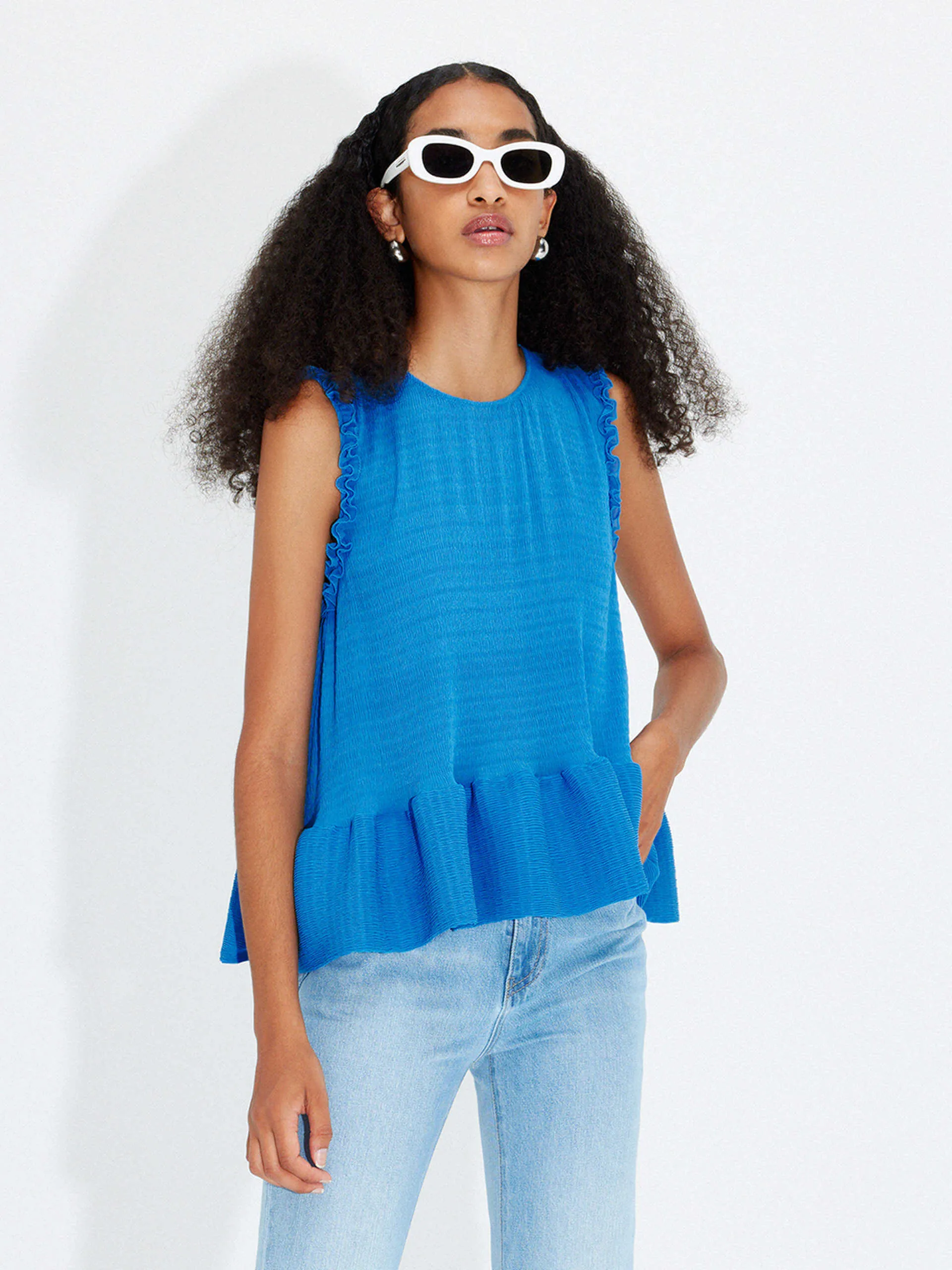 Structured Ruffle Tank Top