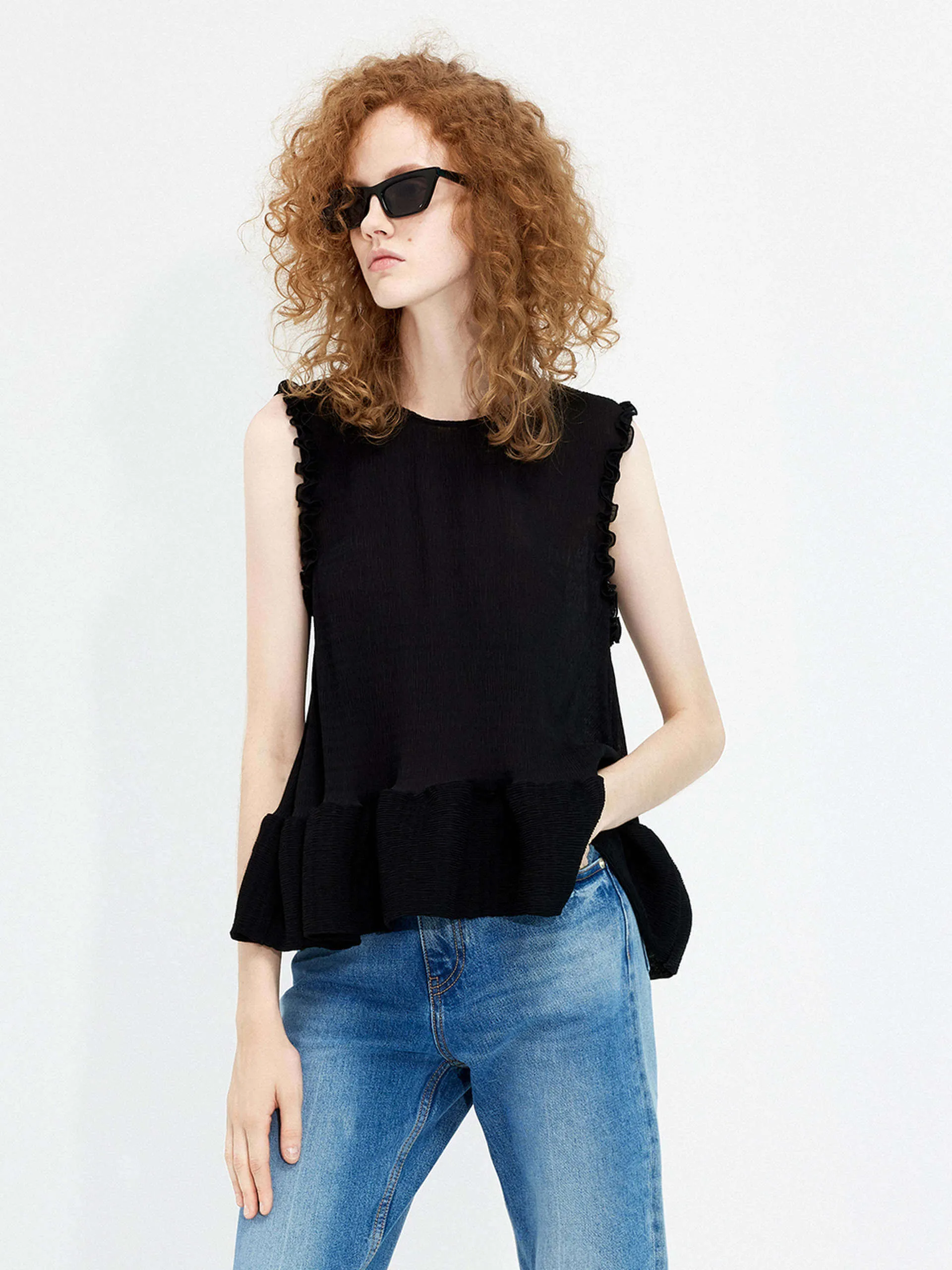 Structured Ruffle Tank Top