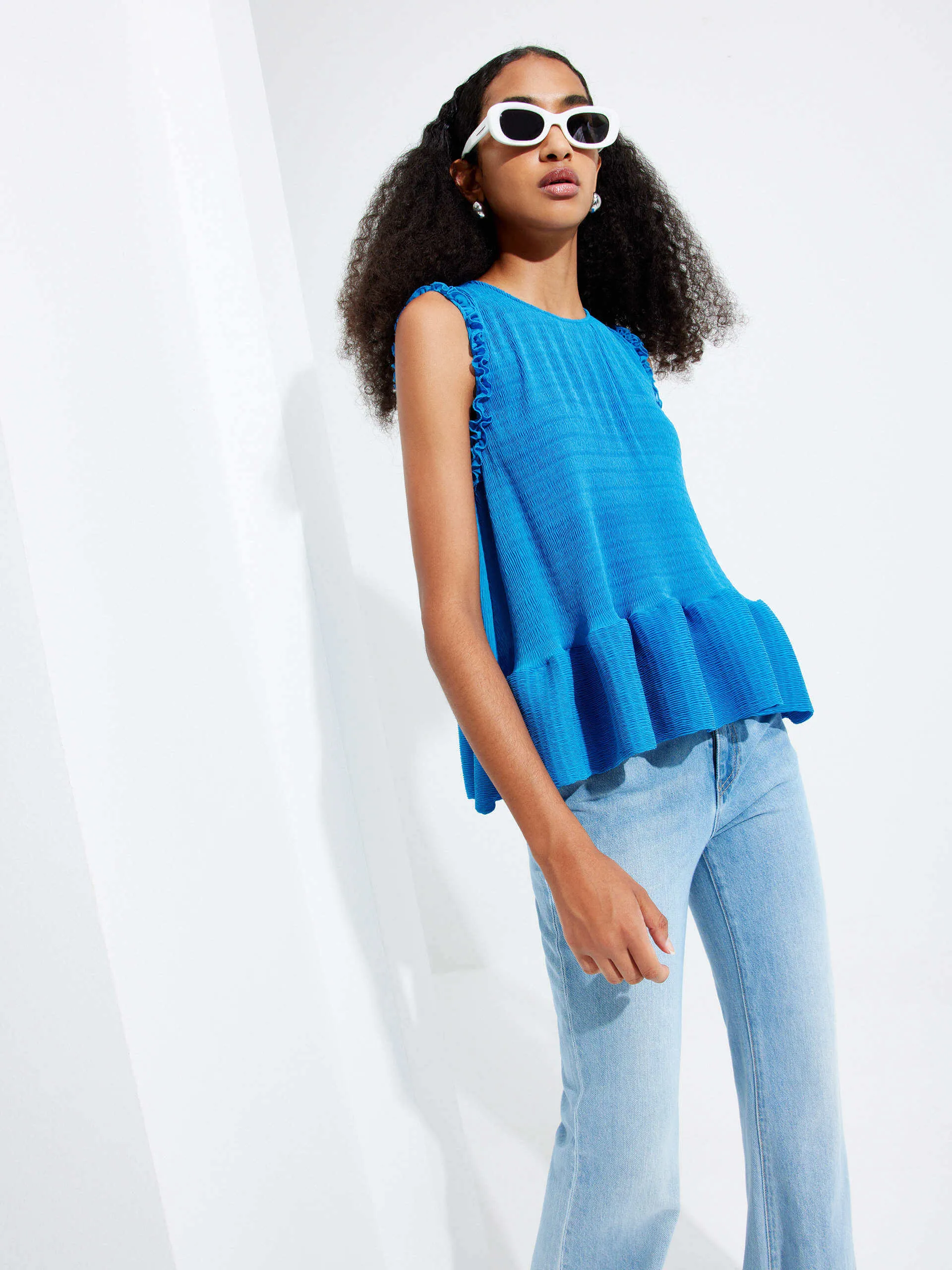 Structured Ruffle Tank Top
