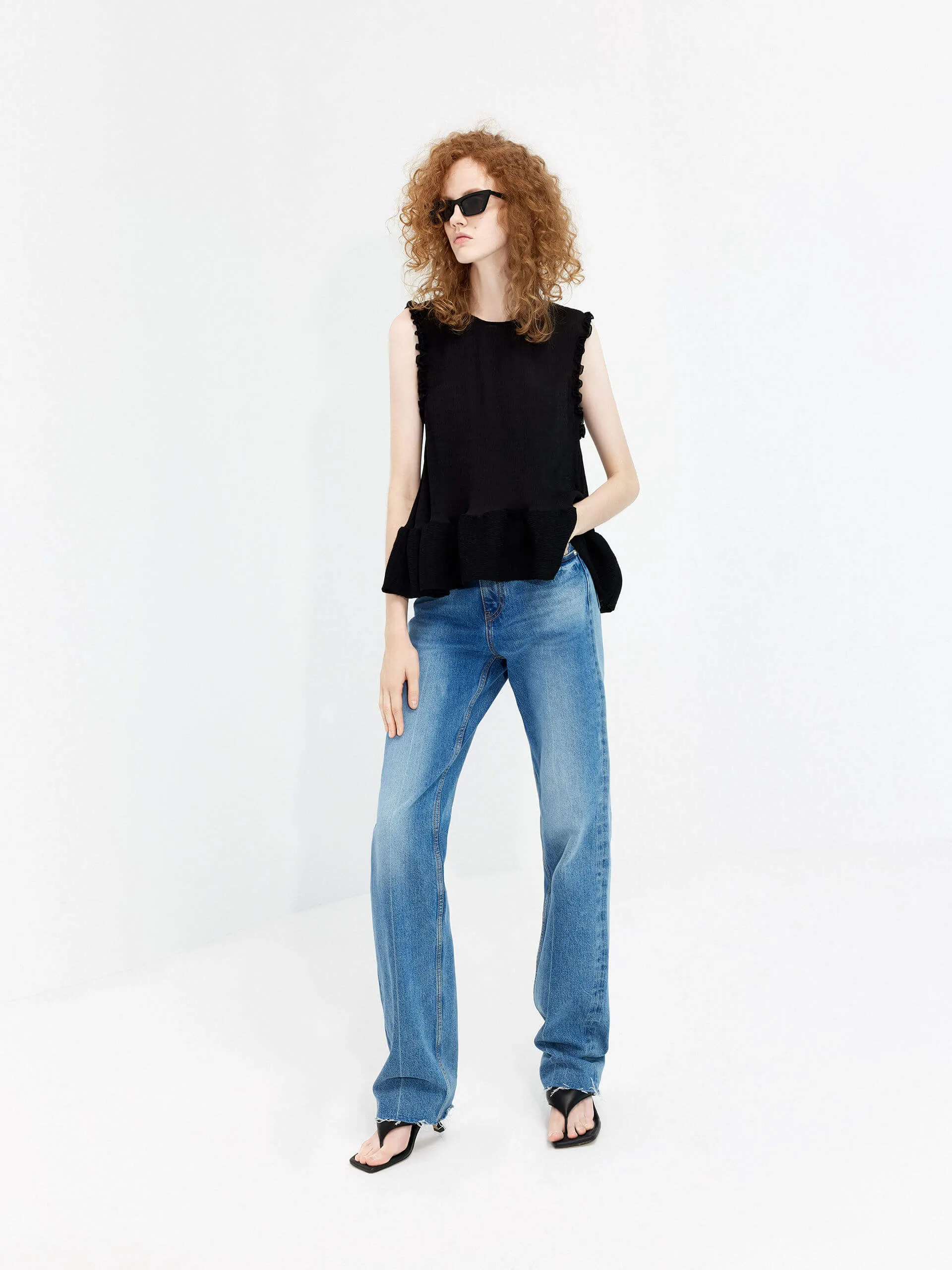 Structured Ruffle Tank Top