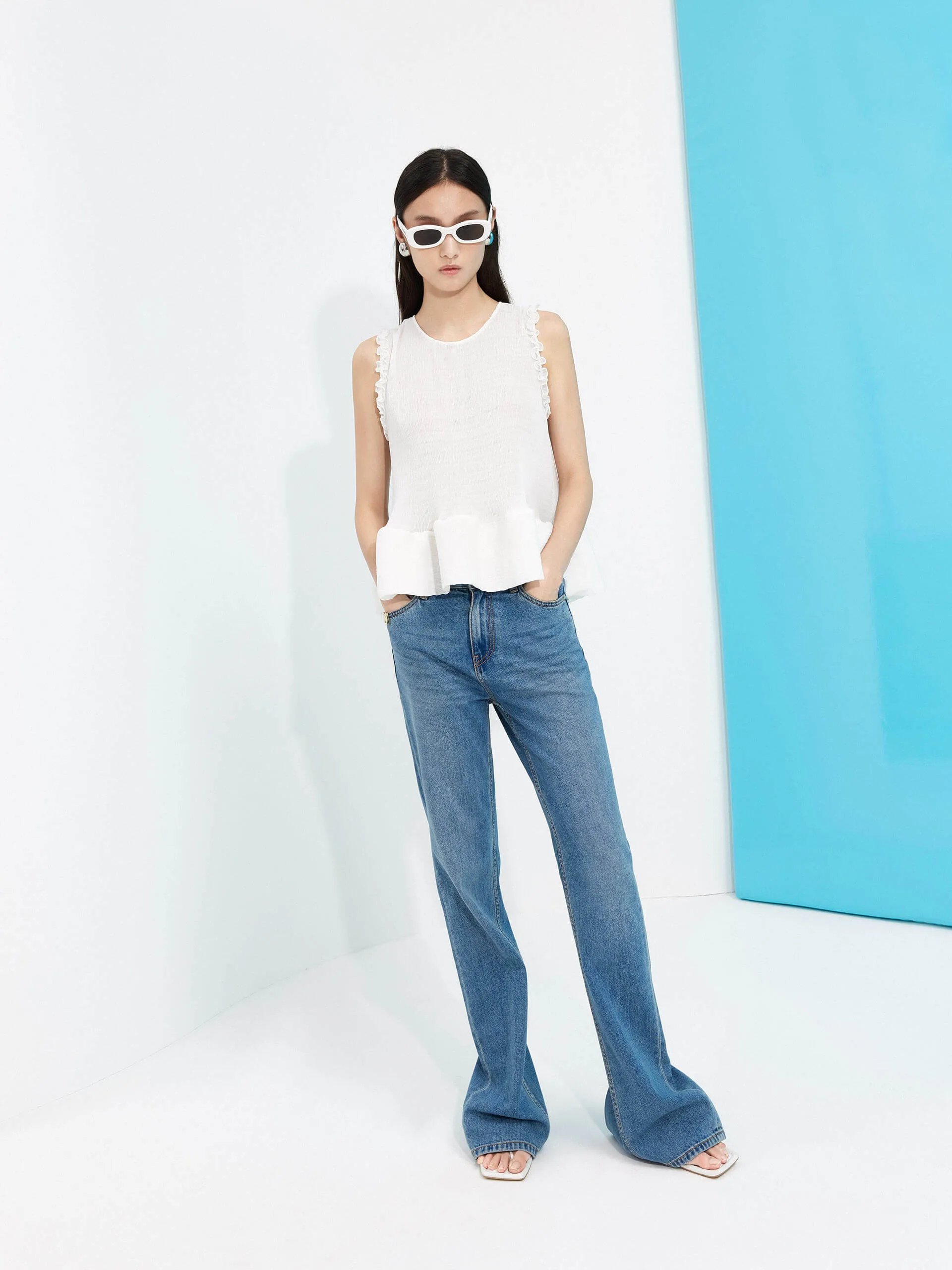 Structured Ruffle Tank Top