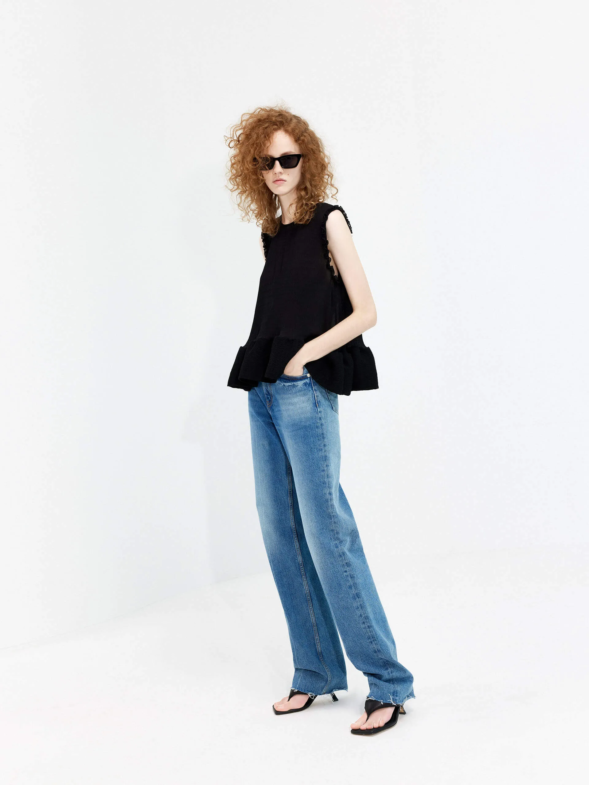 Structured Ruffle Tank Top