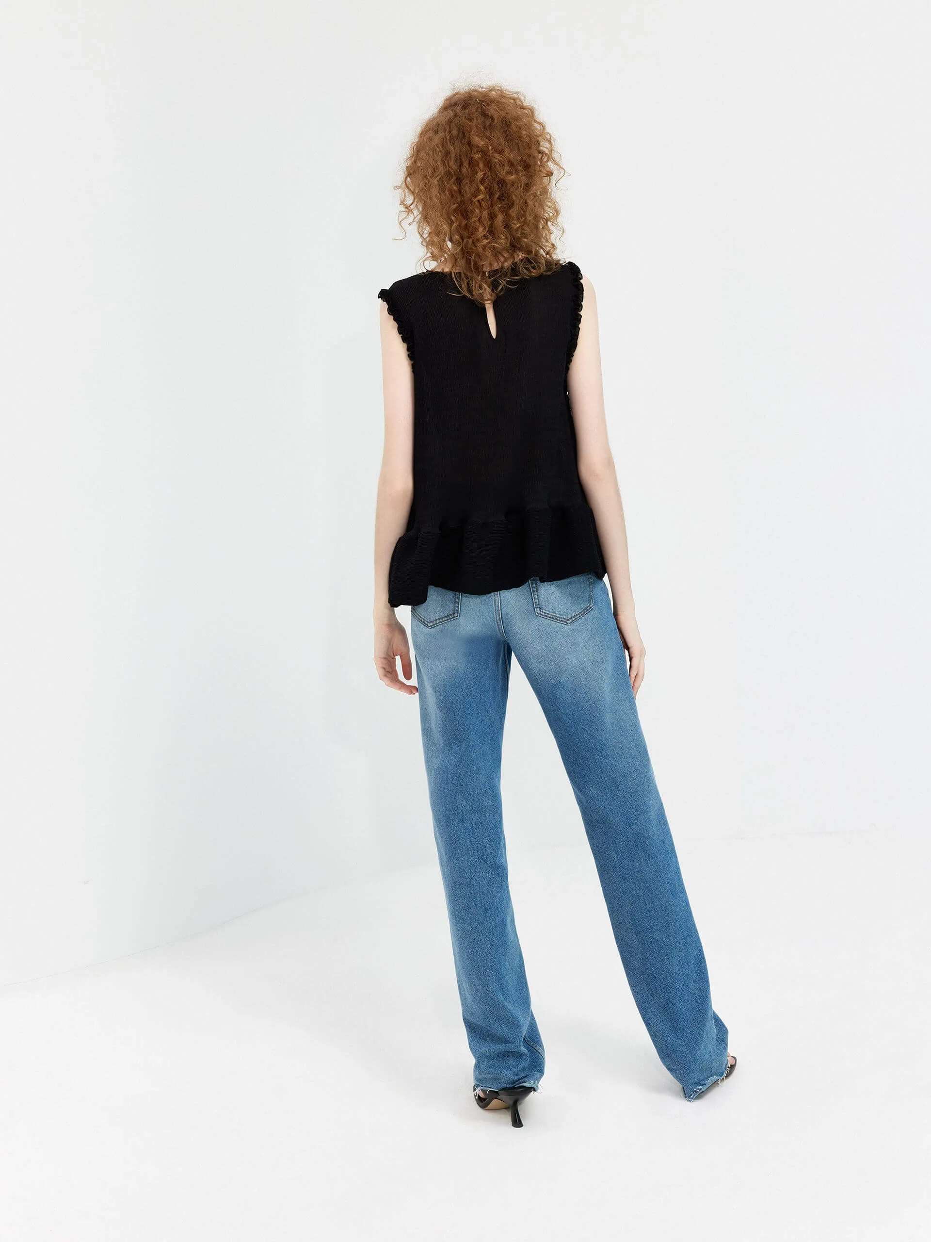 Structured Ruffle Tank Top