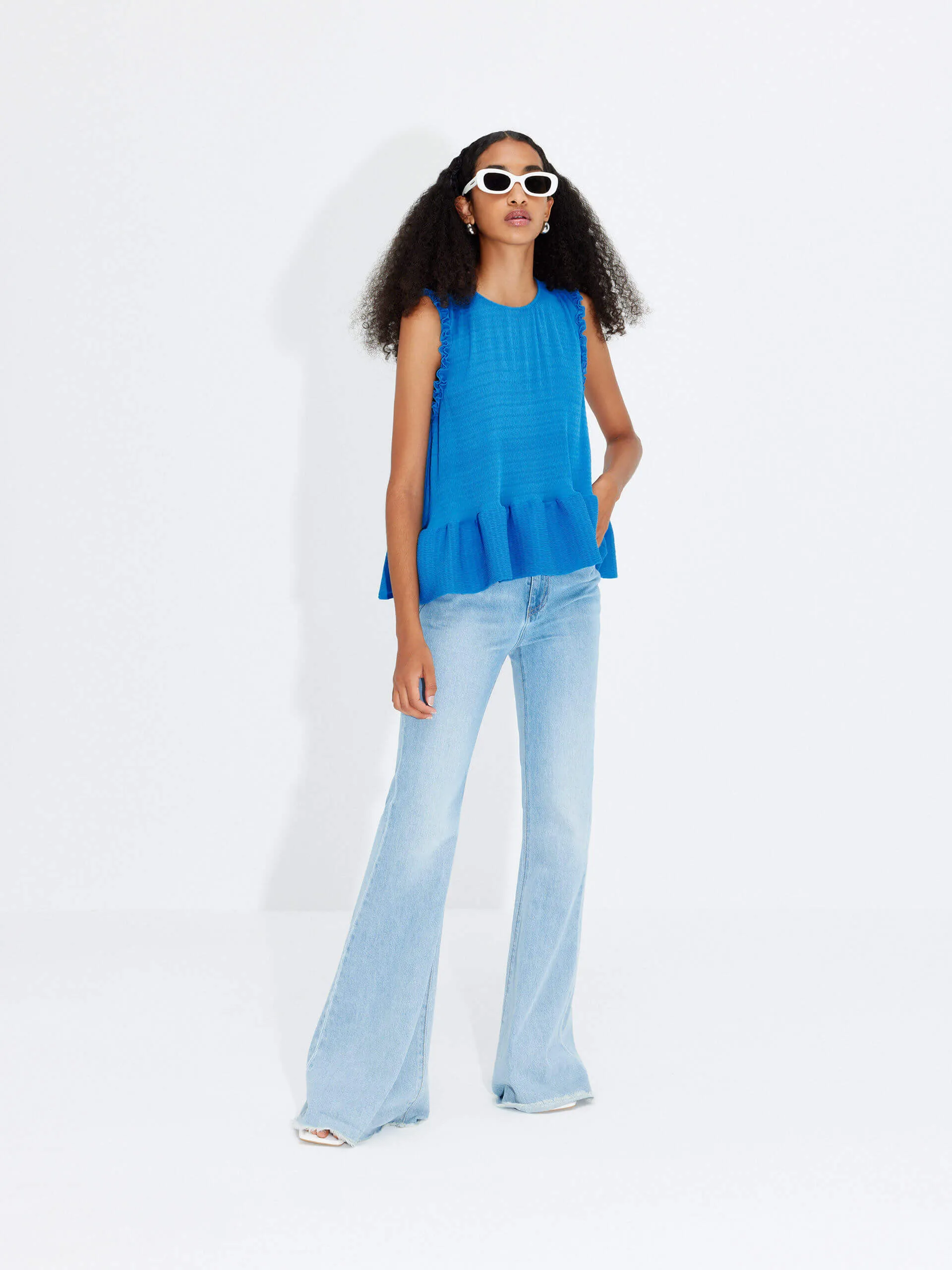 Structured Ruffle Tank Top