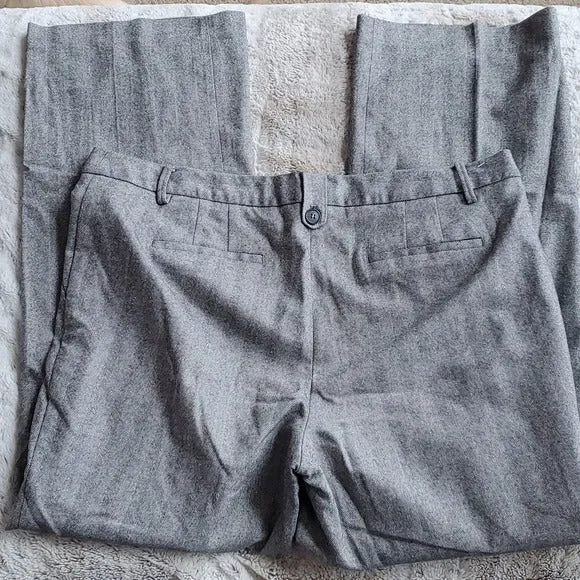 Talbots Italian Grey White Chevron Lined Wool Blend Windsor Fit Trousers Size 16