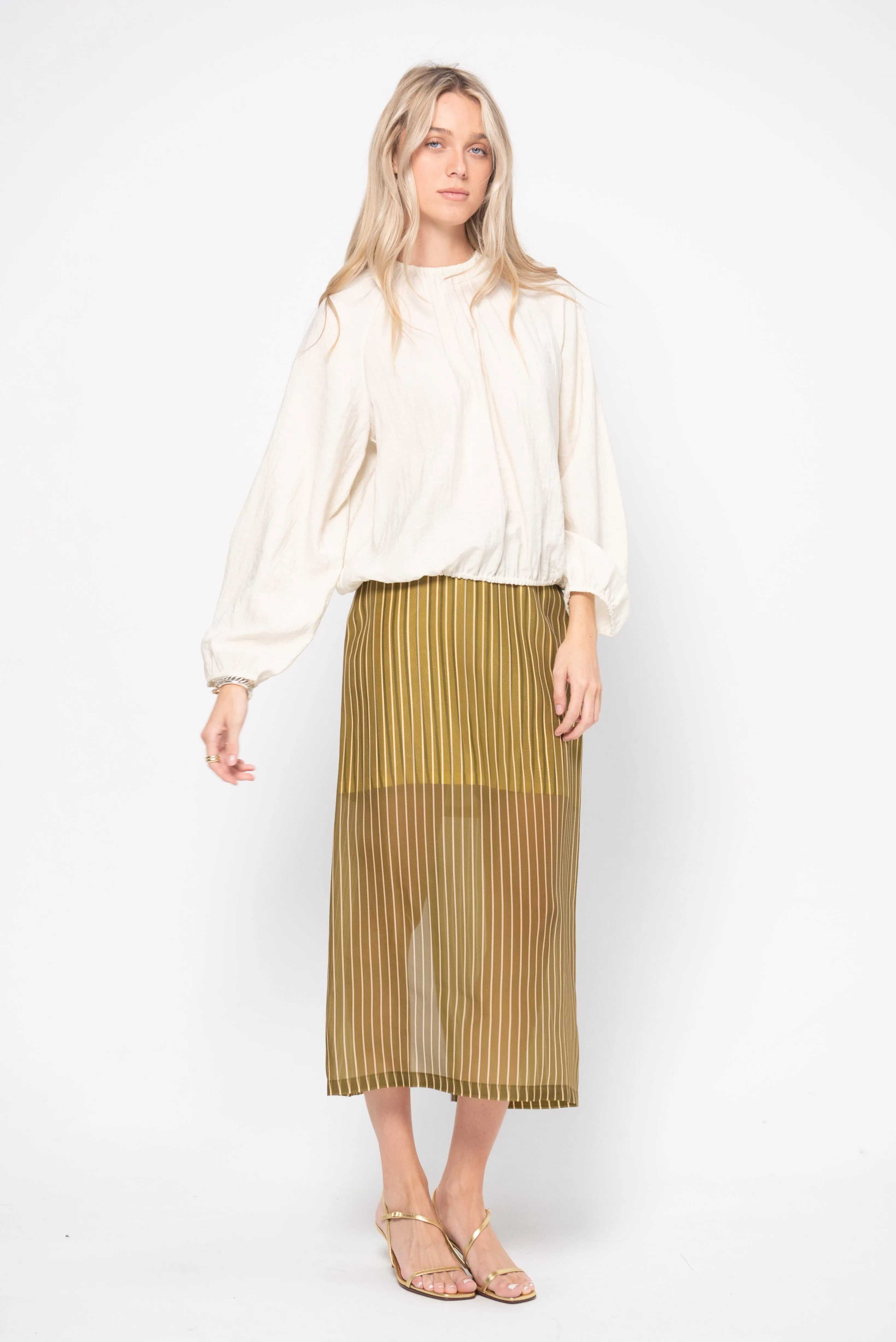 Tanawa Gathered Blouse, Milk