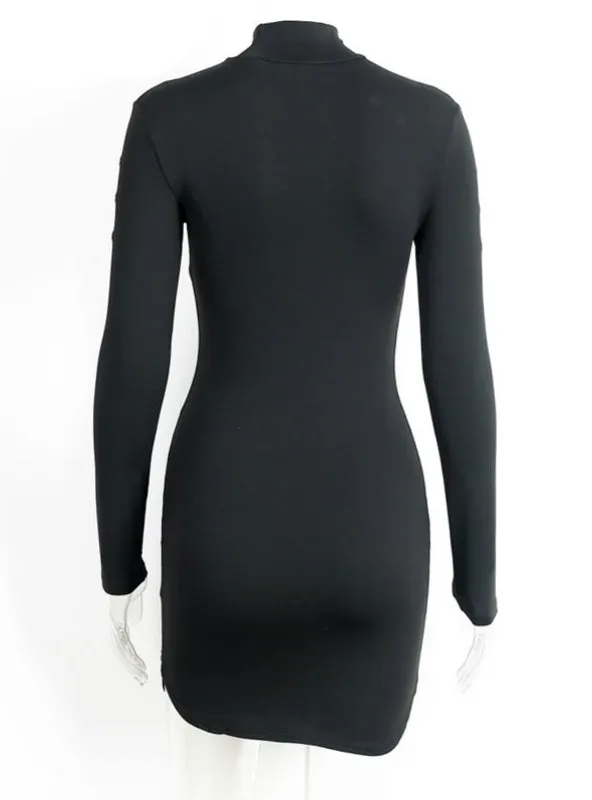 TastyHottie - Slim Long Sleeve Black Dress Elegant Party Short Dress