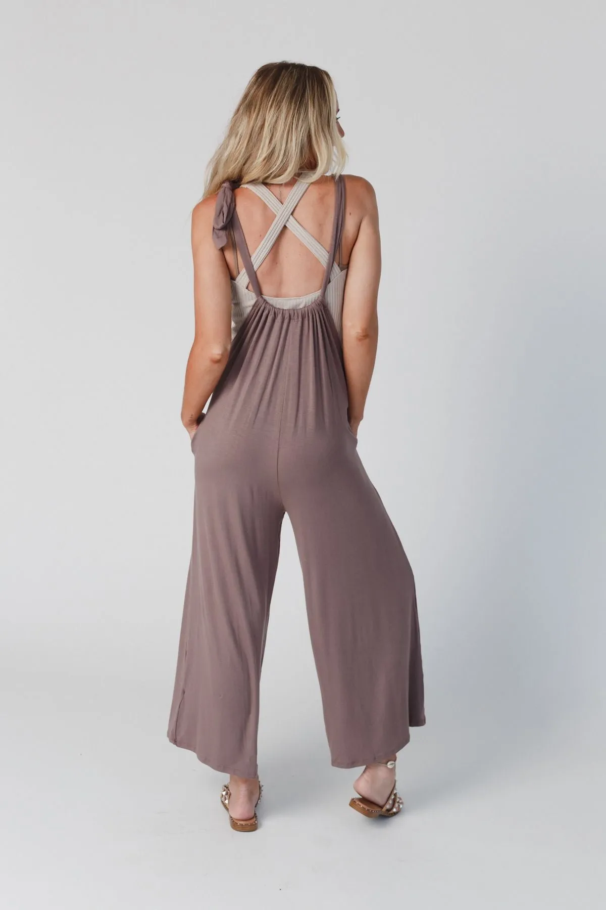 The Nest Forever Relaxed Gathered Jumpsuit - Mocha