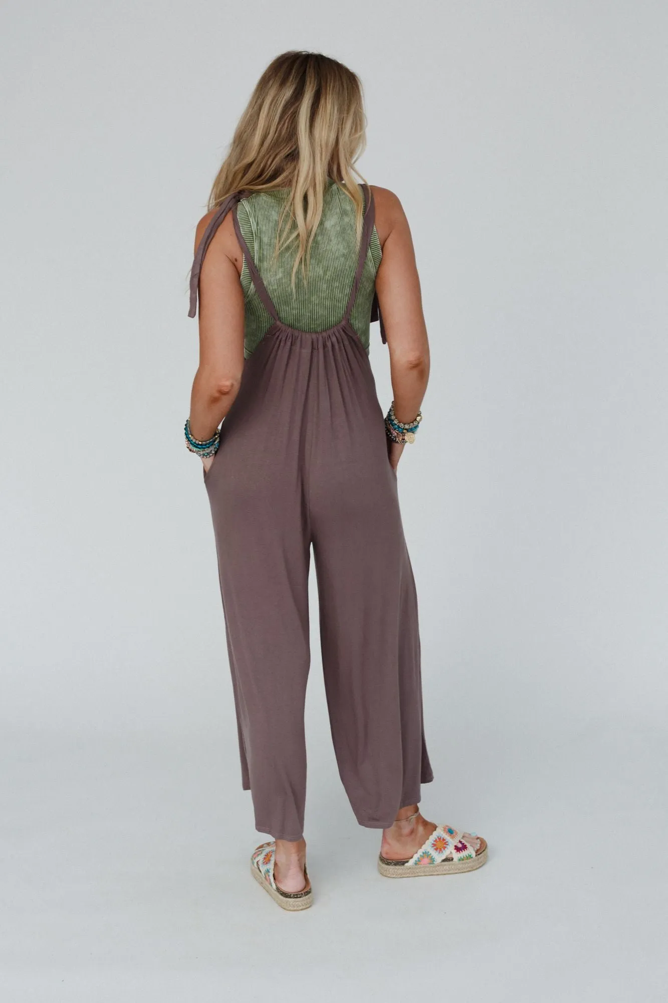 The Nest Forever Relaxed Gathered Jumpsuit - Mocha