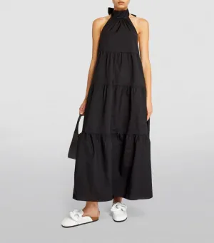 THEORY "Tiered Bow Halter" Maxi Dress