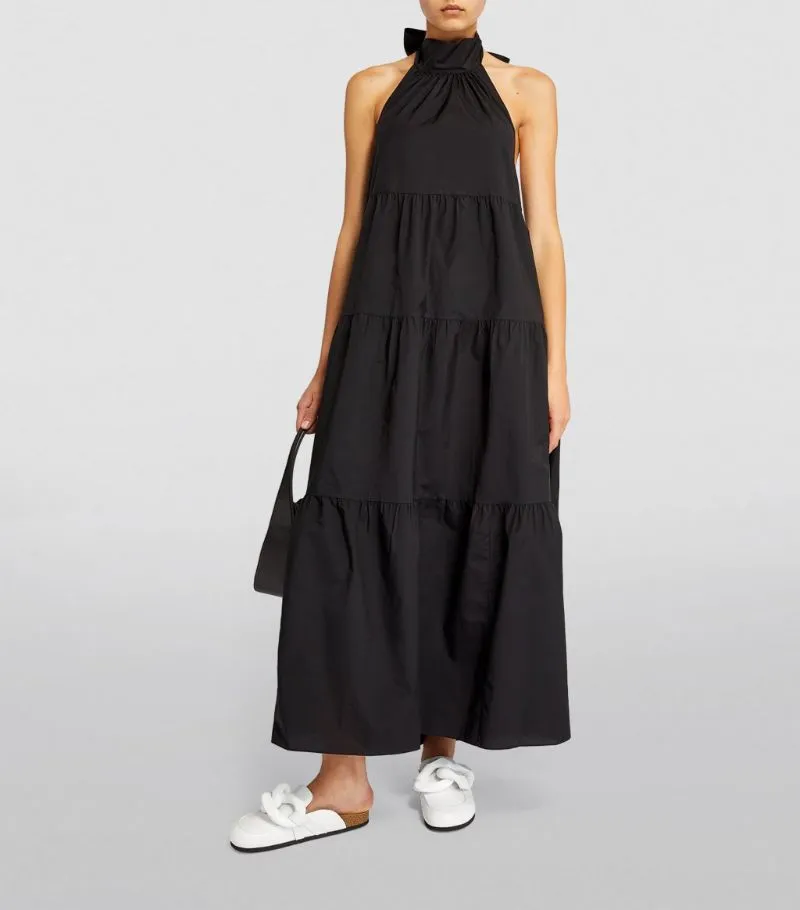 THEORY "Tiered Bow Halter" Maxi Dress