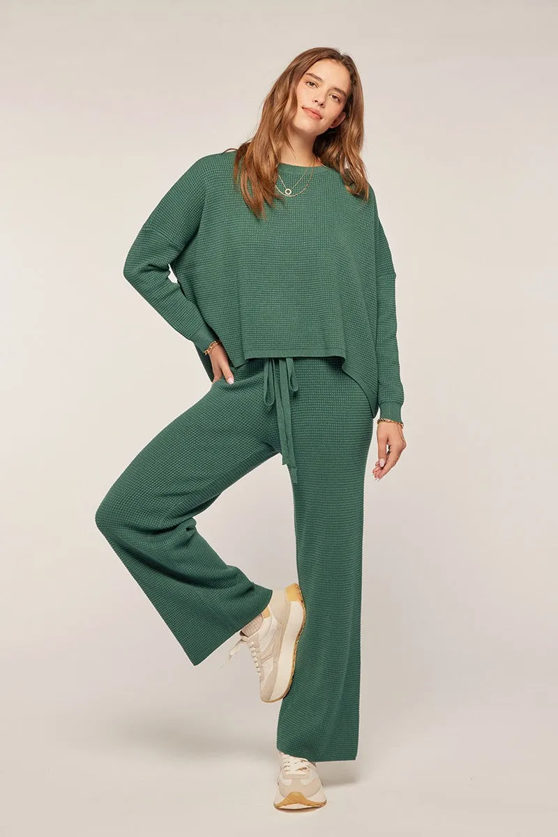 Waffle Knit Lounge Pant - Green