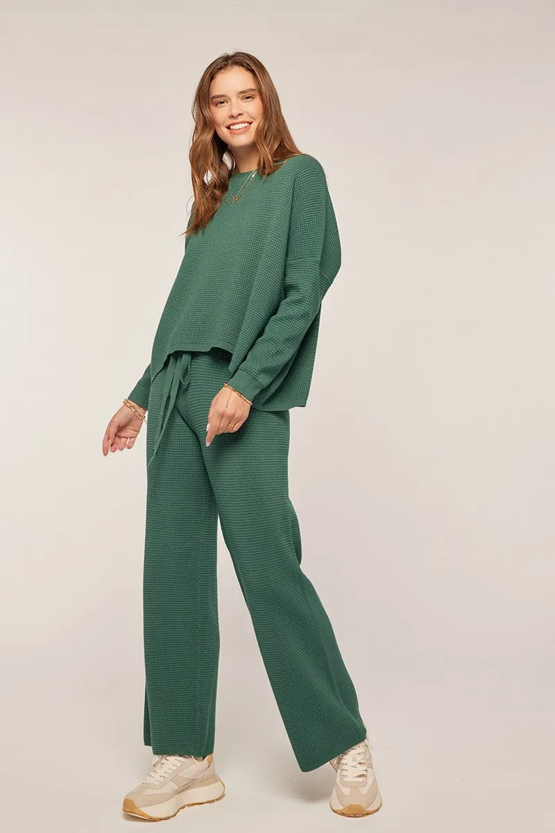 Waffle Knit Lounge Pant - Green
