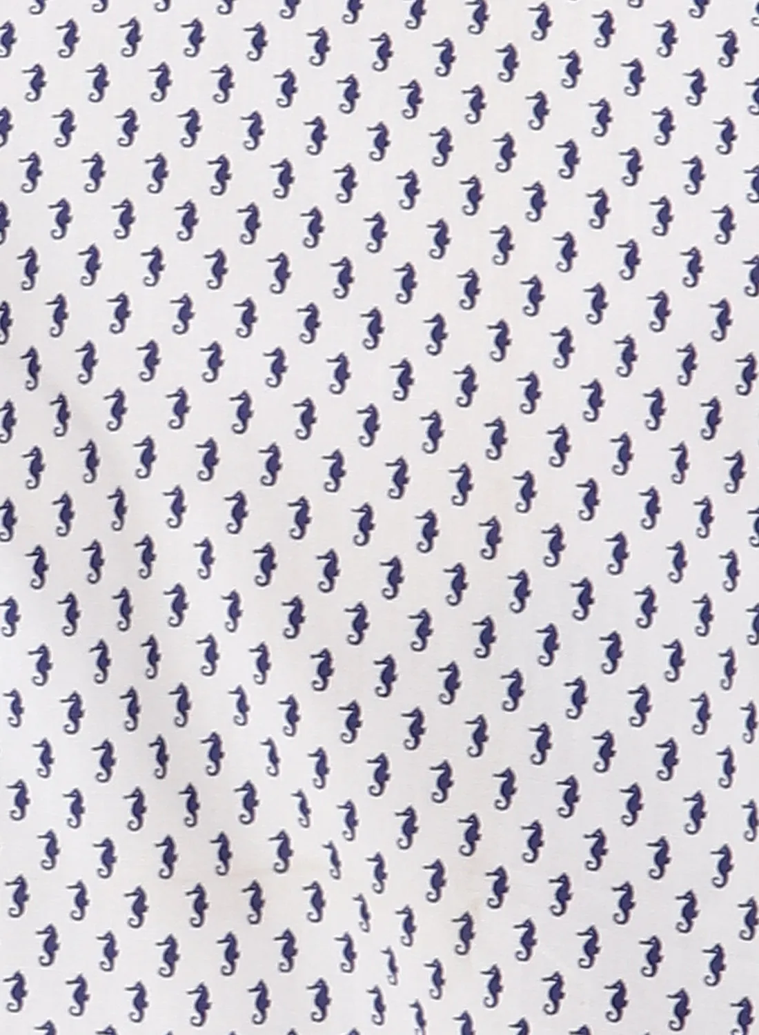 White & Navy Cotton Printed Full Sleeve Shirt