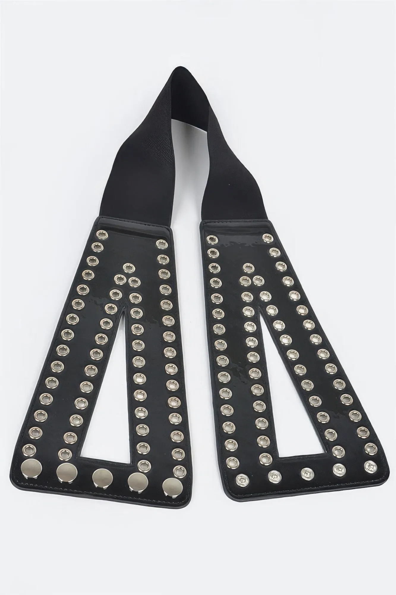 Wide Corset-Style Stretch Belt with Eyelet Studs