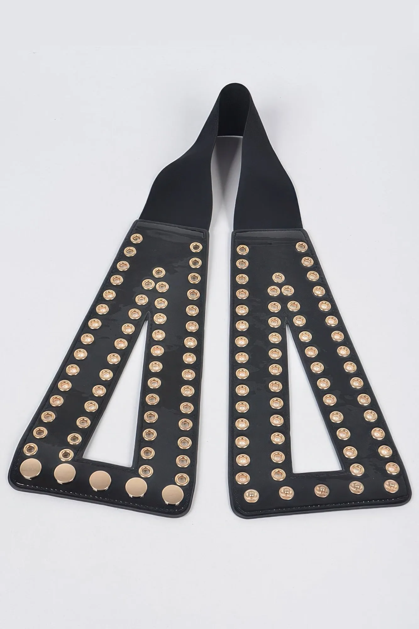 Wide Corset-Style Stretch Belt with Eyelet Studs
