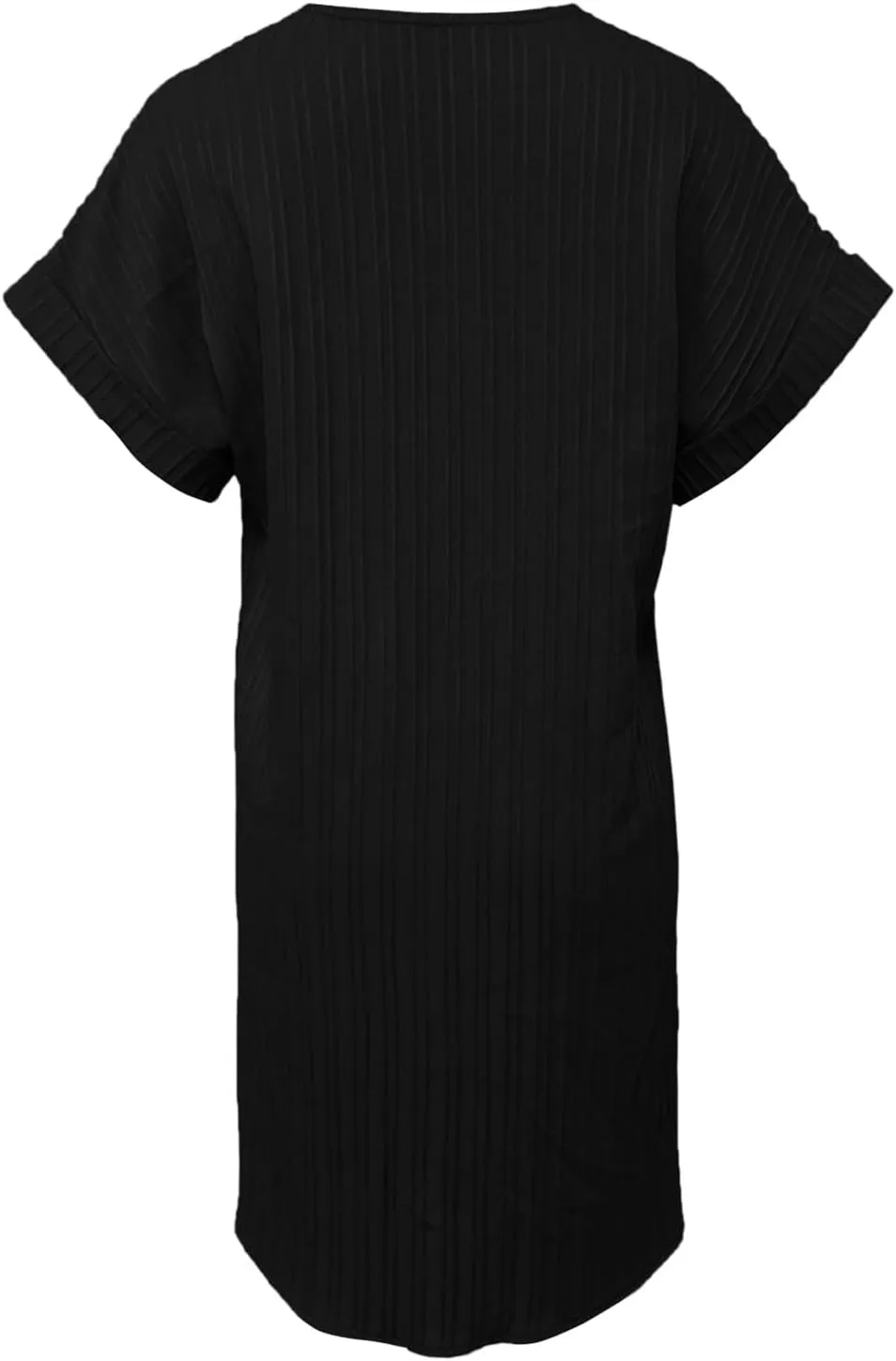 Women's 2025 Summer V Neck Dress Solid Button Down Pullover Short Sleeve Shirts Sundress Beach Travel Vacation Outfits