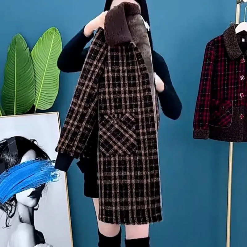 Women's Plush Thick Mid Length Jacket Coat