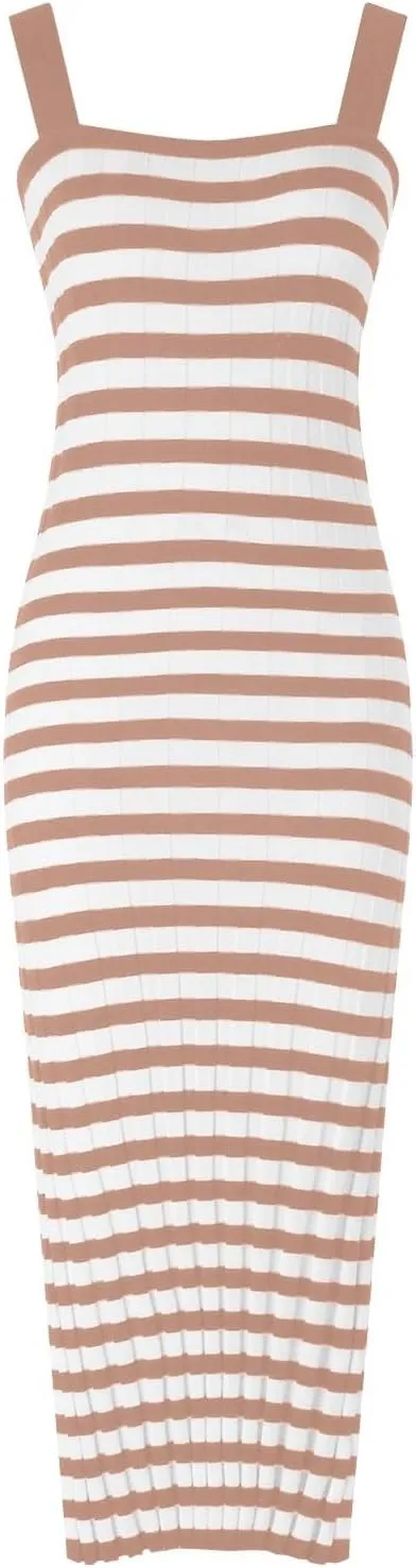 Women's Summer Dress Sleeveless Spaghetti Strap Striped Maxi Dress Casual Party Dresses Beach Long Dress