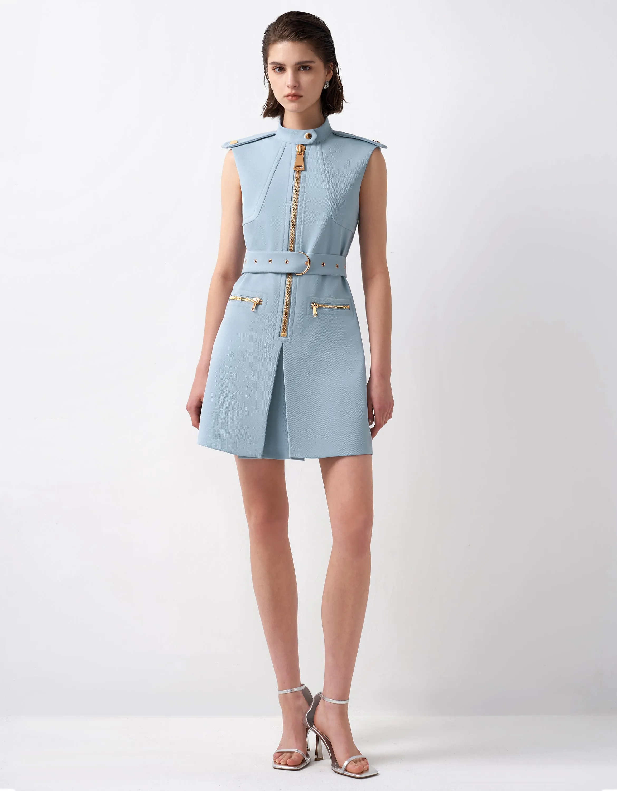 Zip Up Belted Dress