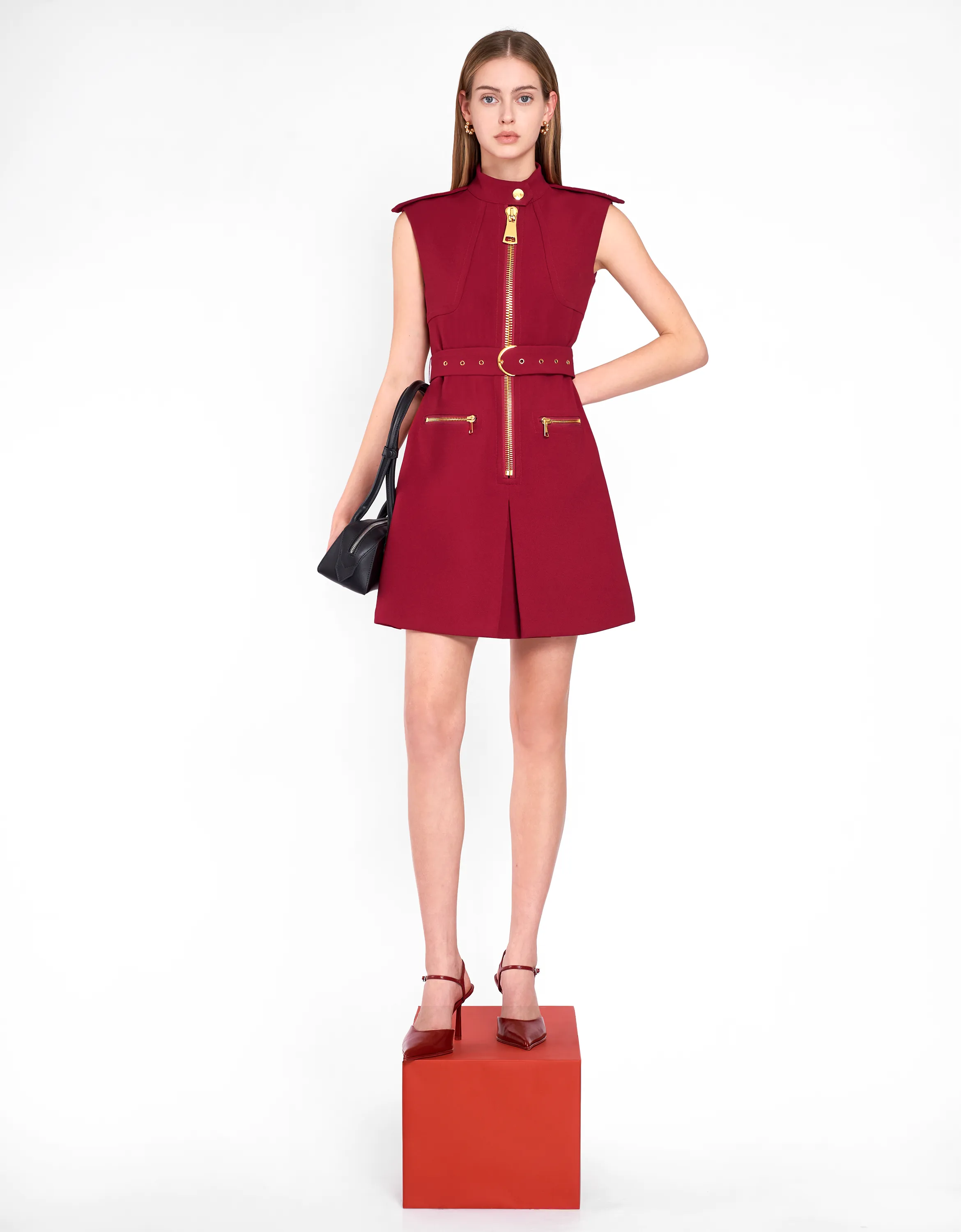 Zip Up Belted Dress