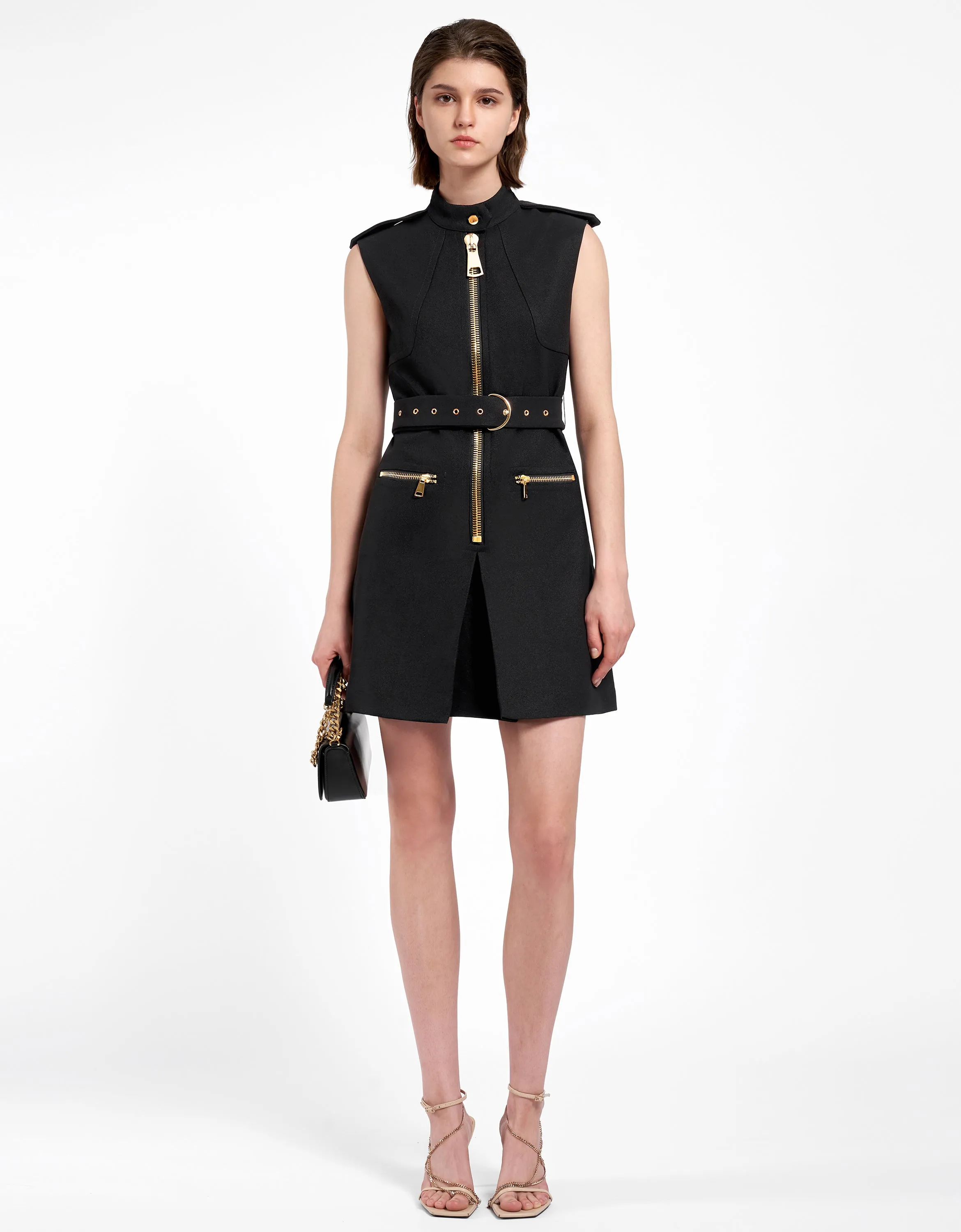 Zip Up Belted Dress