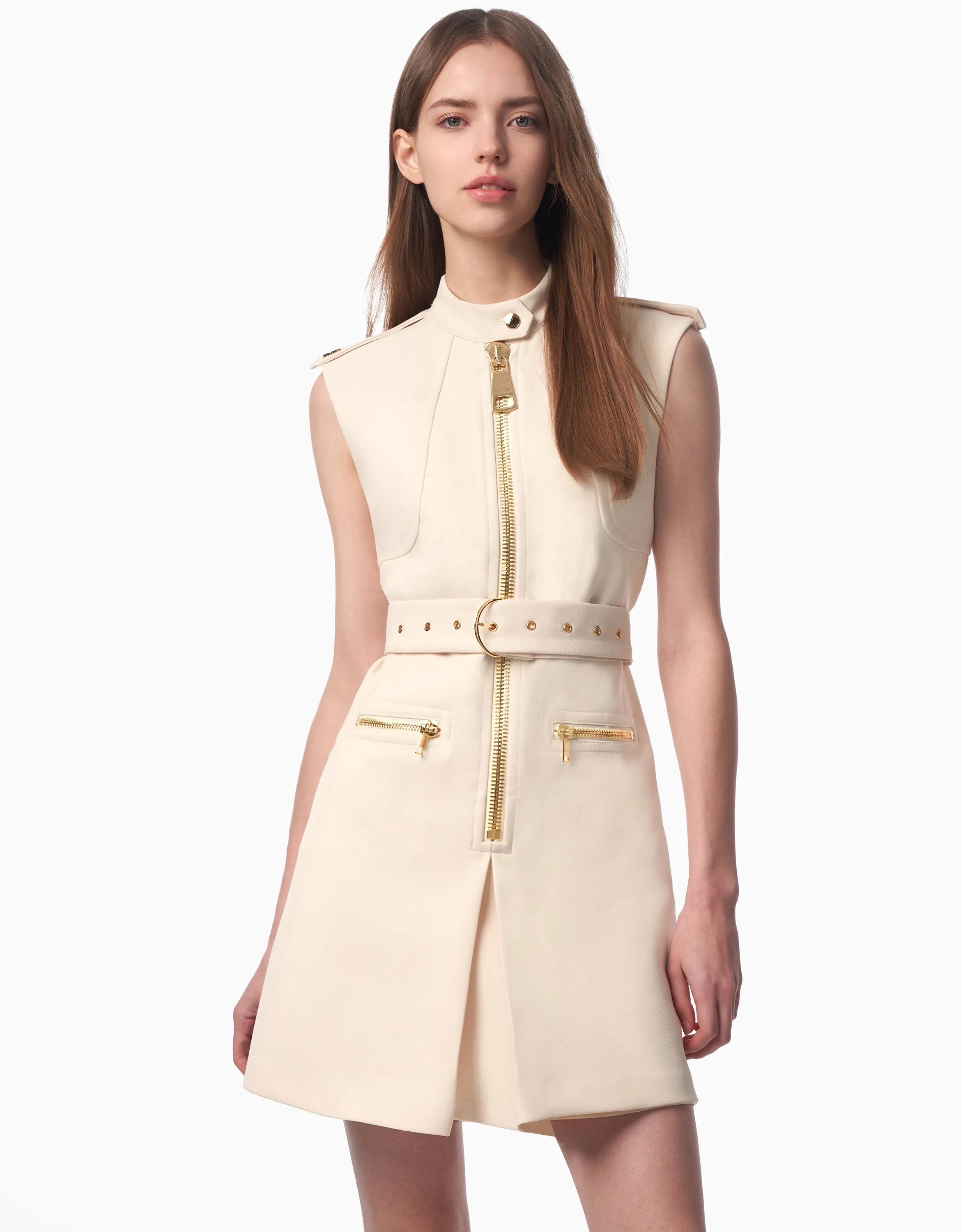 Zip Up Belted Dress
